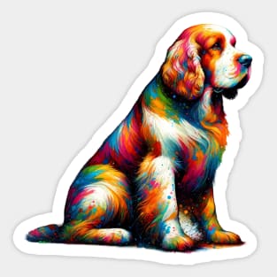 Clumber Spaniel Expressed in Vivid Splash Colors Sticker